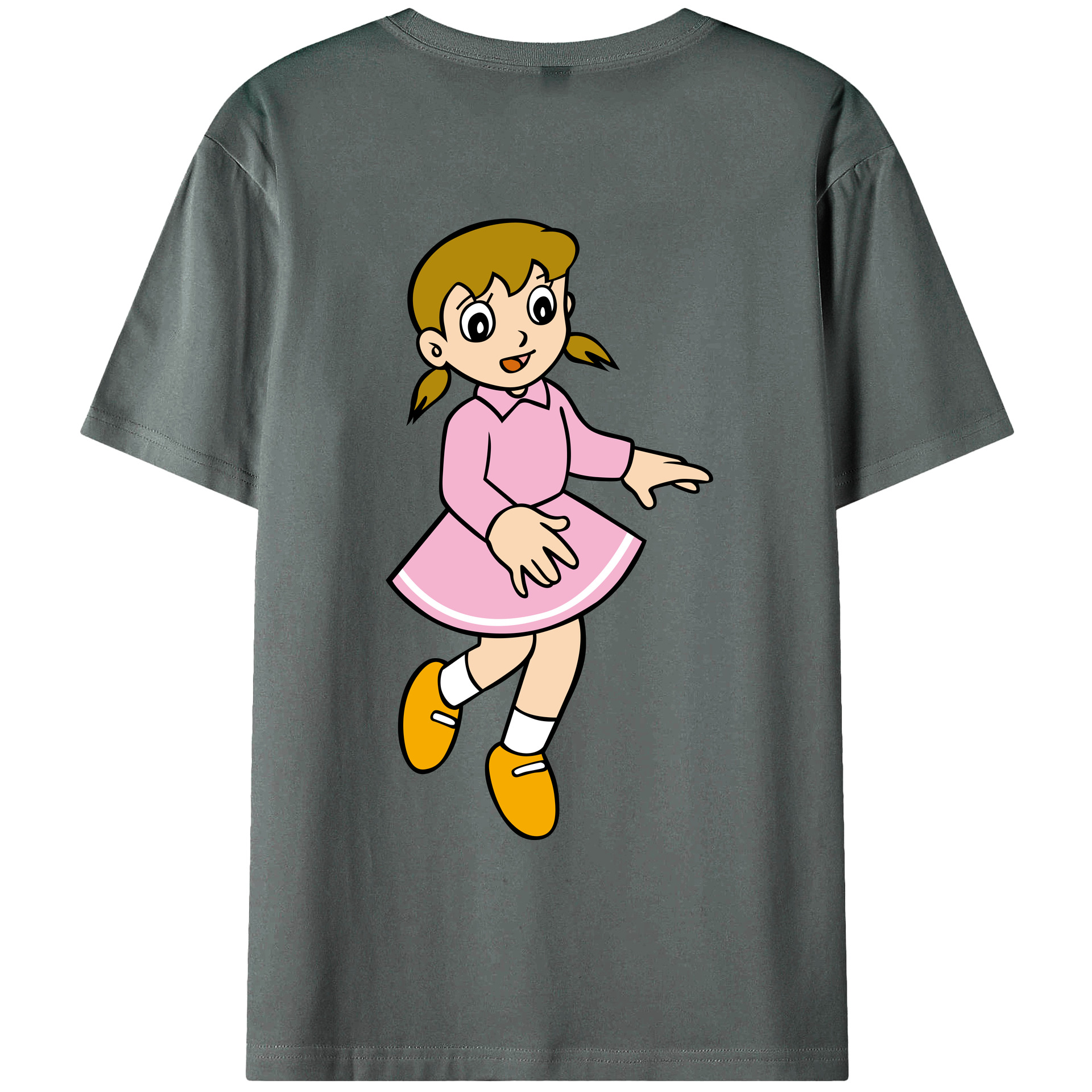（画像用） ドラえもん みなもと しずか Doraemon Shizuka Minamoto 綿100％ メンズ半袖Tシャツ（バックプリント） 通気性